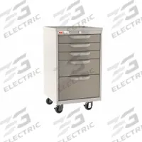 METRO Compact General Medical Supply Cart with Drawers: Polymer/Steel, Taupe, Dark Tan, 5 Drawers (MPN MBC3110TL-TP). Key specifications — Material: Polymer; Drawer Color: Dark Tan; Brand: METRO; Caster/Wheel Configuration: (2) Swivel with Brake; Cabinet Color: Taupe.
