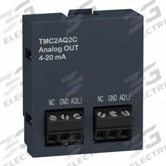 SCHNEIDER ELECTRIC Analog Output Module: (2) Analog Out (MPN TMC2AQ2C). Key specifications — Manufacturer Part Number: TMC2AQ2C; Product Type: Analog Output Module; Series: M221C; Number and Type of Outputs: (2) Analog.