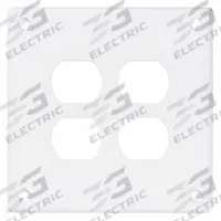 HUBBELL Wall Plate: Duplex Outlet, 2 Gang, White, Std Size (MPN SWP82). Key specifications — Brand: HUBBELL; Material: Steel.