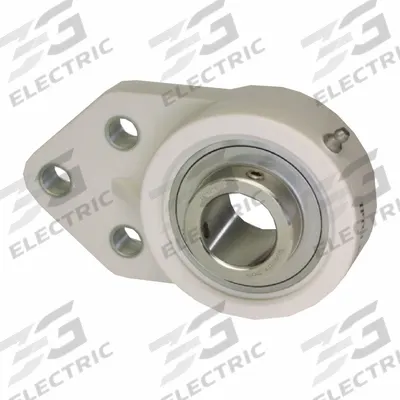 IPTCI BEARINGS 3 Bolt Flange Bearing: Radial Ball, 1 3/16 in Bore, PBT Plastic - Food-Grade Flange-Mount Ball Bearings