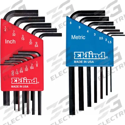 EKLIND Hex Key: 16 or More Pieces, Hex-L, L, Metric and SAE, Std End, Short, 18 Pieces - L-Shaped Hex Key Sets