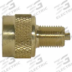 TRU-FLATE Female Large Bore Valve Adapter: Valve Adapter, 180° Valve Stem Angle, Straight, Brass (MPN 37-080). Key specifications — Thread Size: 0.305-32; Valve Shape: Straight; Color: Brass; Product Type: Valve Adapter; Compatible Vehicle Type: Tubeless Tractors; Material: Brass; Brand: TRU-FLATE.