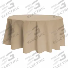 R&R TEXTILE Tablecloth: Round, Sandalwood, Polyester, 71 in Dia (MPN AT-Signature-71R-7597-Sandalwood). Key specifications — Color: Sandalwood; Material: Polyester; Brand: R&R TEXTILE.