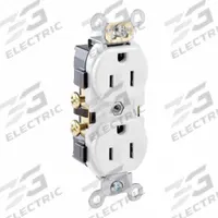 LEVITON Plugs and Receptacles: Duplex, 5-15, White, 125V AC, 15 A, 2 Pole / 3 Wire (MPN CR15-WS)