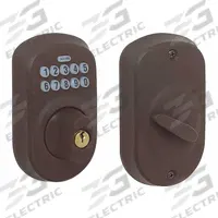SCHLAGE Electronic Keyless Lock: 1 3/4 in Door Thick - Max, Push Button, Zinc (MPN BE365 PLY 716). Key specifications — Power Source: 9V Battery.