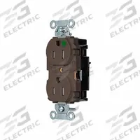 HUBBELL Receptacle: Hospital Grade, Duplex, 5-15R, Brown, 125V AC, 15 A, 2 Pole / 3 Wire (MPN 8200STTR)
