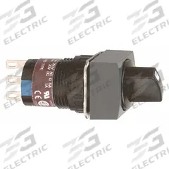 SCHNEIDER Selector Switch: 16 mm Panel Mounting Size, 2 Positions, Short Lever, DPDT, Non-Metallic (MPN XB6ECD222P). Key specifications — AC Contact Rating: 1.5 A @ 120 V; Action: Maintained/Maintained; Cam: No Cam Included; DC Contact Rating: 0.2 A @ 125 V; Hazardous Location Specification: Not Rated; Operator Head Material: Plastic; Operator Head Type: Short-Handled Knob; Operator Illumination: Non-Illuminated.