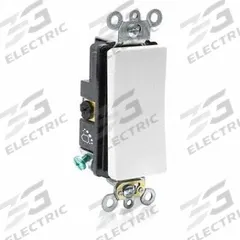 LEVITON Wall Switch: Rocker Switch, 3-Way, Maintained, White, 120/277V AC, 20 A (MPN A5623-2W). Key specifications — Illuminated: No; Voltage Rating: 120/277V AC.