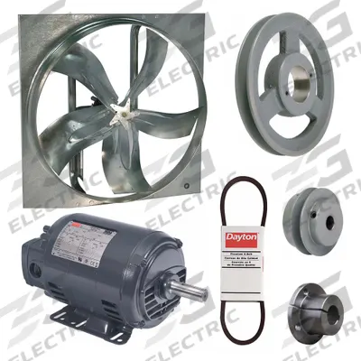 Dayton Exhaust Fan with Drive Package: Belt Drive, 24 in Blade, 1 1/2 hp, 10,002 cfm - Belt-Drive Panel Exhaust Fans with Drive Package