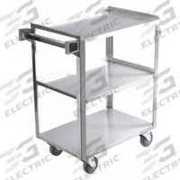 APPROVED VENDOR Utility Cart: 500 lb, 35 in L x 21 in W Shelf, 3 Shelves, Silver, No Handle (MPN 60EF15). Key specifications — Caster/Wheel Configuration: (4) Swivel; Brand: APPROVED VENDOR; Caster Wheel/Tread Material: Polyurethane.