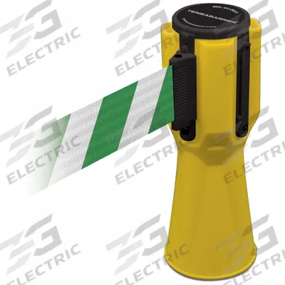 TENSABARRIER Barrier Tape: Blank, 3/4 ft Overall Ht, 9 in Belt Ht, Plastic, 11 7/8 ft Max Belt Lg - Barrier Tape Belts for Traffic Cones