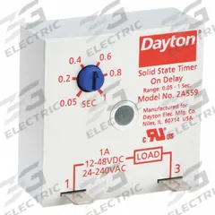 DAYTON Single Function Encapsulated Timing Relay: Surface Relay Mounting, 24V AC, 0.05 sec – 1 sec (MPN 5WML4). Key specifications — Brand: DAYTON.
