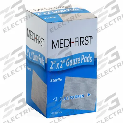 MEDI-FIRST Gauze Pad: 2 in Dressing Lg, 2 in Dressing Wd, Gauze, Sterile - Gauze Pads