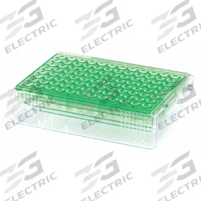 HEATHROW SCIENTIFIC Tube Rack: Polycarbonate (Lid), Green, (96) Wells, 96 Compartments - Lab Storage Racks