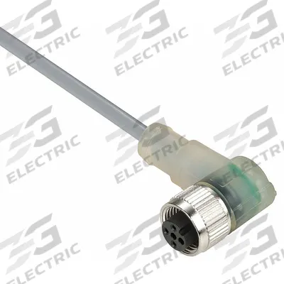 TELEMECANIQUE SENSORS Cordset: M12 Female Right Angle X Bare Wire, 3 Pins, Gray, PVC, 2 m Cable Lg - Single-Ended Cordsets with PVC Jacket for Flexing Applications