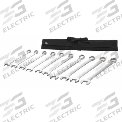 WESTWARD Combination Wrench Set: Alloy Steel, Satin, 10 Tools - SAE 12-Point Combination Wrench Sets