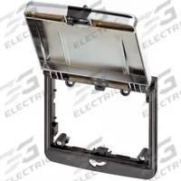 MURRELEKTRONIK Modlink double frame: 2-Way Mounting Frame, Black Nylon Housing, Gray ABS Lid, IP65 (MPN 4000-68523-0000001). Key specifications — Brand: MURRELEKTRONIK; IP Rating: IP65; Product Type: Frame with Cover; Color: Black; Material: Nylon; Compatible Inserts: Modlink MSDD Panel Interface Inserts; Housing Type: 2-Way Mounting Frame.