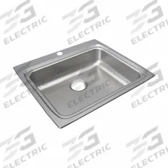 JUST MANUFACTURING Bowl Drop-In Sink: 25 in Overall Lg, 22 in Overall Wd, 5 in Bowl Dp, 1 Bowls (MPN SLADA2225A504-J). Key specifications — Brand: JUST MANUFACTURING; Color Family: Silver/Gray.