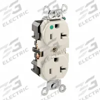 LEVITON Plugs and Receptacles: Hospital Grade, Duplex, 5-20R, Light Almond, 125V AC, 20 A (MPN 8300-T)