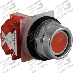 SCHNEIDER Extended Push Button Operator: Non-Illuminated, Extended Profile, Metallic, 30 mm, 1NC (MPN 9001KR2RH6). Key specifications — Brand: SCHNEIDER; Action: Momentary; Series: 9001K; Push Button Material Type: Metallic.