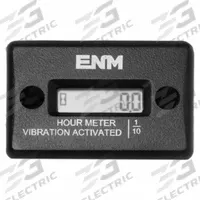ENM Vibration Hour Meter: Hour Meters, Front Panel Mounting, Digital, 2 1/8 in x 1 3/8 in, LCD (MPN T56F6). Key specifications — Mounting Style: Surface; Bezel Face Shape: Rectangular; Brand: ENM; Manufacturer Part Number: T56F6; Meter Type_Broad: Digital.