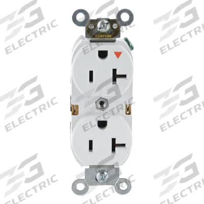 LEVITON Receptacle: Duplex, 5-20, White, 125V AC, 20 A, 2 Pole / 3 Wire (MPN 5362-IGW) - General Purpose Receptacles