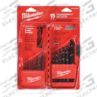 MILWAUKEE Jobber Length Drill Bit Set: 15 Pc, 1/16" to 1/2", 135° Split Point, Black Oxide HSS (MPN 48-89-2803). Key specifications — attr1236168: PACKOUT™ Case.
