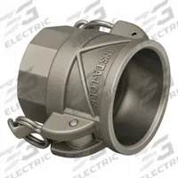 Cam and Groove Insta Lock Couplings: 4 in Coupling Size, 4" Thread Size, 3 7/16 in Overall Lg, FNPT (MPN QCG-D400-SS). Key specifications — Thread Size: 4"; Gasket Material: Nitrile; Fitting Type: FNPT; Includes Locking Arm: Yes; Body Material: 316 Stainless Steel; Brand: CAMPBELL FITTINGS.