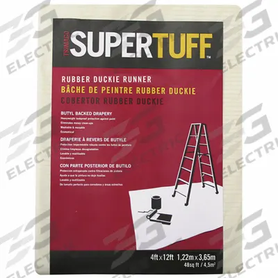 TRIMACO Drop Cloth: Extra Heavy Duty, Rubber, 23 mil Thick, 4 ft Wd, 12 ft Lg, Beige - Leak-Resistant Drop Cloths