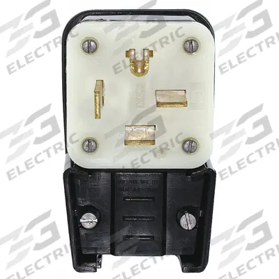 LEVITON Straight Blade Plug: 15-50P, 250V AC, 50 A, 3 Pole, 4 Blade, Black (MPN 8452-P) - Angled Plugs