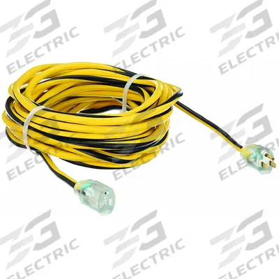 APPROVED VENDOR Extension Cord: Outdoor Use, 50 ft Lg, Outlet, 5-15P, 12/3, SJTW - Outdoor Extension Cords with Single Outlet