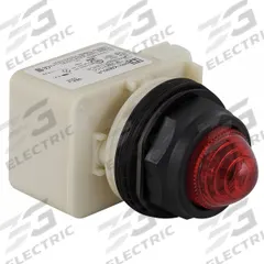 SCHNEIDER ELECTRIC Pilot Light: 30 mm Panel Mounting Size, Red, LED, 9001SK Series (MPN 9001SKP38LRR9). Key specifications — Series: 9001SK; Brand: SCHNEIDER; Includes Push-To-Test: No Push-To-Test Included.