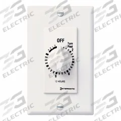 INTERMATIC Spring-Wound Timer: 12 hr Max, SPST, 277V AC, No Wall Plate Included, White (MPN FD12HHW). Key specifications — Brand: INTERMATIC; Includes Hold: Hold Included.