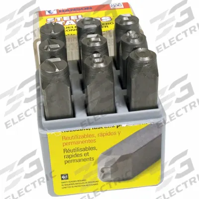 C.H. HANSON Hand Stamp Kit: 0 to 8 (With 6 Serving as 9), 1/4 in Character Ht, 3 in Shank Lg - Round-Dot-Face Number Stamps