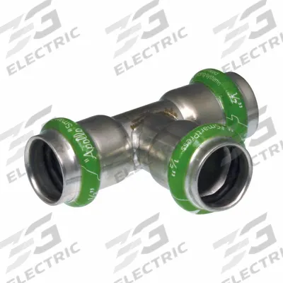 APOLLO Crimp Tee Fitting: 2 in Pipe x 2 in Pipe x 2 in CTS Size - Potable Water Stainless Steel Press Fittings