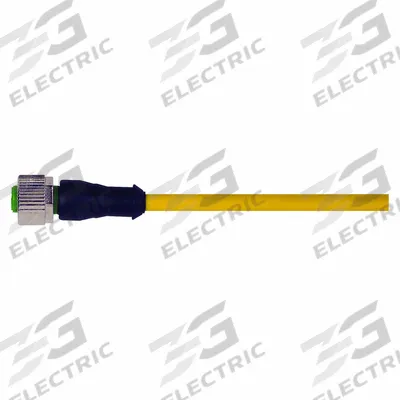 MURRELEKTRONIK Cordset: M12 Female Straight X Bare Wire, 4 Pins, Yellow, PUR, 3 m Cable Lg - Single-Ended Cordsets with PUR Jacket for Twisting Applications