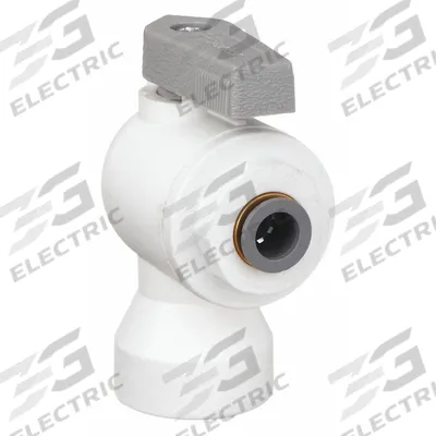 Parker Manual Two-Way Ball Valve: 1/4 in, Polypropylene, Angle, Push x FNPT - NSF 51 Compliant Polypropylene Ball Valves