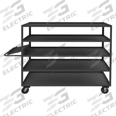 APPROVED VENDOR Utility Cart: 3,000 lb, 5 Shelves, 78 in L x 25 in W x 63 in H Overall Dim - Order-Picking Utility Carts with Lipped Metal Shelves