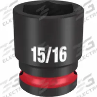 MILWAUKEE Standard Impact Socket: 1/2 in Drive Size, SAE, 15/16 in Socket Size, 6-Point, Std (MPN 49-66-6209). Key specifications — attr1215501: MILWAUKEE; attr1215515: Black Phosphate; attr1215518: 15/16 in.