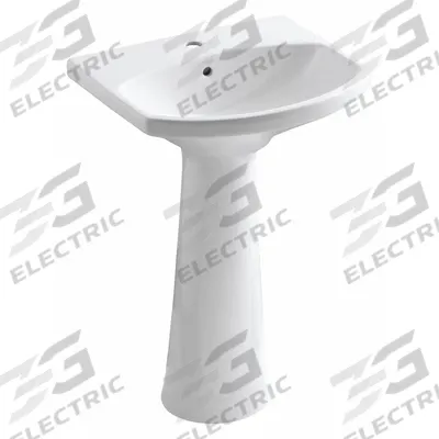 KOHLER Bathroom Sink: Vitreous China, White, Oval, 34 1/2 in Overall Ht - Pedestal Bathroom Sinks Without Faucets