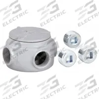 Conduit Outlet Body: Iron, GRJS, 3/4 in Trade Size, XAT Body, 7.3 cu in Body Capacity (MPN GRJS75). Key specifications — Series: For Round Body; Compatible Conduit Trade Size: 3/4 in; Thread Gender: Female; Hub Style: Threaded; Cover Included: Yes; Body Style: XAT; Connection Type: Threaded; Back Type: Round.