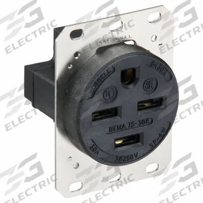 HUBBELL Receptacle: Single, 15-30, Black, 250V AC, 30 A, 3 Pole / 4 Wire (MPN HBL8430A) - General Purpose Receptacles