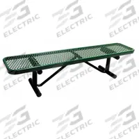 GRAINGER Outdoor Bench: 72 in Overall Lg, 16 3/8 in Overall Ht, Green, Green, Diamond Mesh Surface (MPN 4HUU7). Key specifications — Manufacturer Part Number: 4HUU7; Brand: GRAINGER; Frame Color: Green; Product Type: Outdoor Bench; Seat Color: Green.