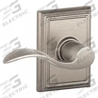 SCHLAGE Door Lockset: Passage Lever Locksets, Nickel, ADA Compliant (MPN F10 ACC 619 ADD). Key specifications — Ligature Resistance: Not Ligature-Resistant; Brand: SCHLAGE; Lockset Function ANSI Code: F75; Visual Indicator Message: No Message; Lockset Style: Addison; ADA Compliant: Yes; Finish: Satin Nickel-Plated, Clear Coated : Brass.