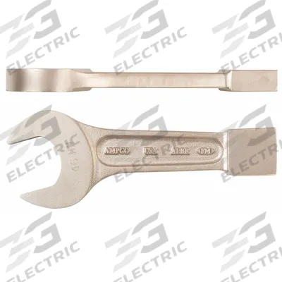 AMPCO Striking Wrench: Aluminum/Bronze, Natural, 54 mm Head Size, 11 in Overall Lg - Metric, Straight Handle, Nonsparking, Striking Open End Wrenches