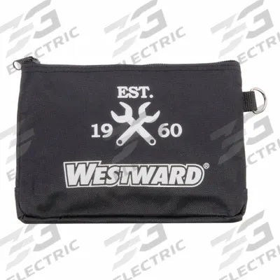 WESTWARD Tool Bag Set: 9 in W x 1 in D x 6 in H, Black, Polyester, 3 Inside Pockets - Polyester Flat Zippered Tool Bag Sets