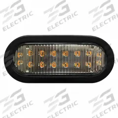 ECCO Warning Light: Perimeter Flashing Warning Light, White, 2 1/8 in Overall Wd, LED, 12-24V DC (MPN 3965C). Key specifications — Operating Voltage: 12-24V DC; Number of Flash Patterns: 8; Includes: Grommet; Electrical Connection: Blunt Cut Wires; Mount Type: Grommet; Brand: ECCO; Shape: Oval.