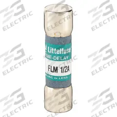 LITTELFUSE Fuse: FLM Series, Midget, Time-Delay, 500 mA, 250 V AC, 13/32 in x 1 1/2 in (MPN FLM.500). Key specifications — Series: FLM; Brand: LITTELFUSE.