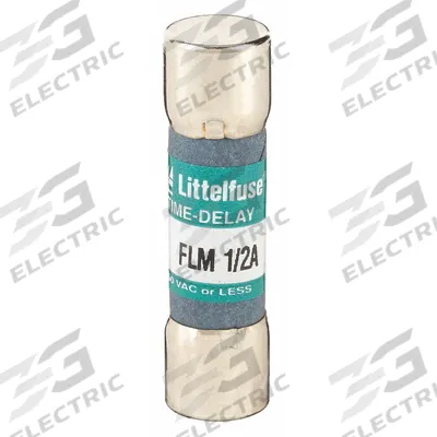 LITTELFUSE Fuse: FLM Series, Midget, Time-Delay, 500 mA, 250 V AC - Time-Delay Cylindrical Fuses