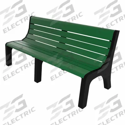 ULTRASITE Outdoor Bench: Newport, 72 in Overall Lg, 33 3/8 in Overall Ht, Green - Vandal Resistant Resinwood Benches